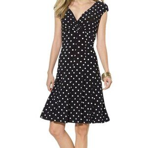 Ralph Lauren Black & White Polka Dot Dress Size 12 A-Line‎ Summer Wedding Party